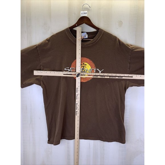 Y2K Brown “Serenity” Distressed Graphic T Shirt Mens Womens XL-11202 - Picture 5 of 9